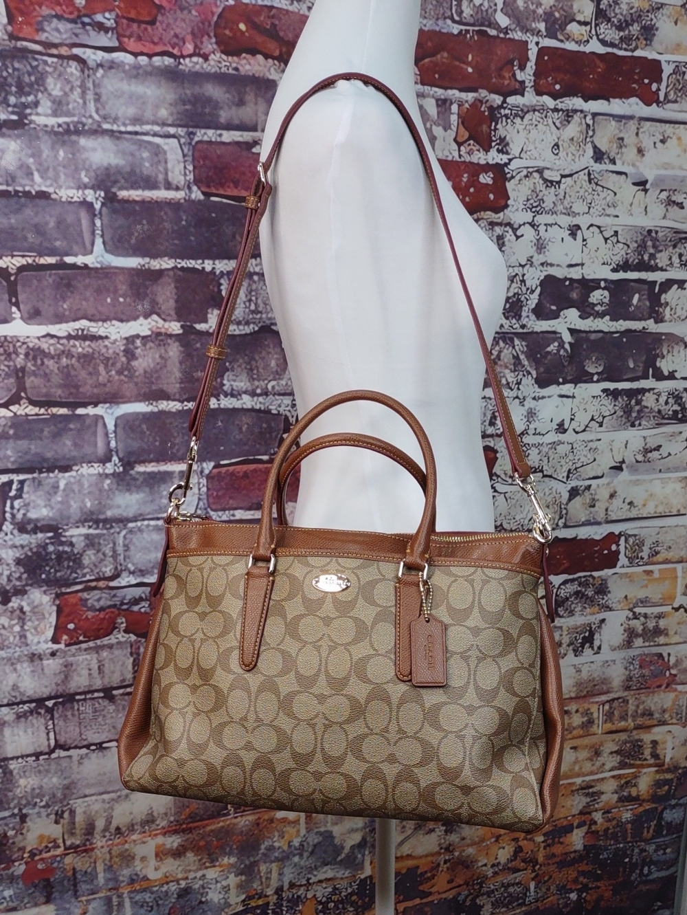 Coach "Morgan" Leather /Coated Canvas Signature C Satchel